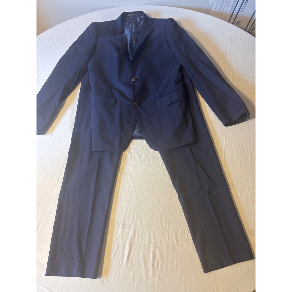 Indochino Suit Mens 30.5  Navy Blue  Two Button Slim Fit Wool Blend‎